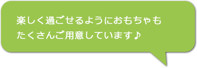 楽しく過ごせるようにおもちゃもたくさんご用意しています♪